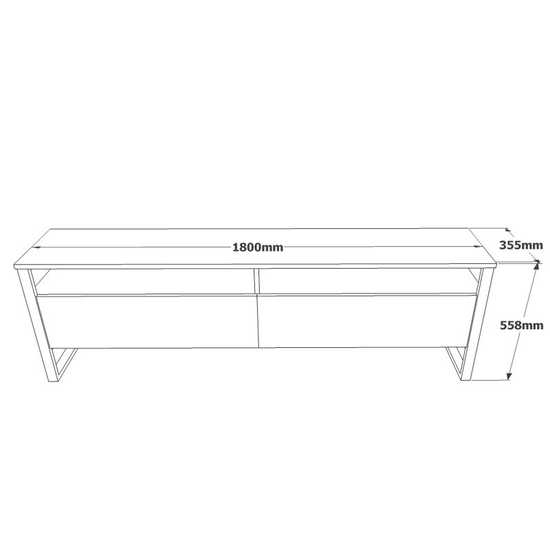 Home Canvas Royal TV Unit – Pine Wood Finish | Modern TV Stand with Metal Legs | Upto 75 inch TV - Image 5